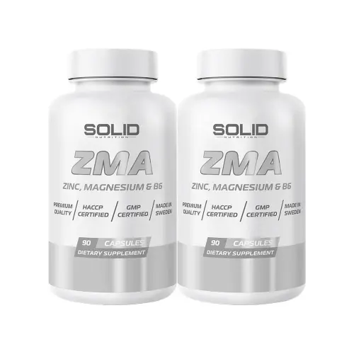 SOLID Nutrition ZMA, 2 × 90 kapslar (22,4 g magnesium)